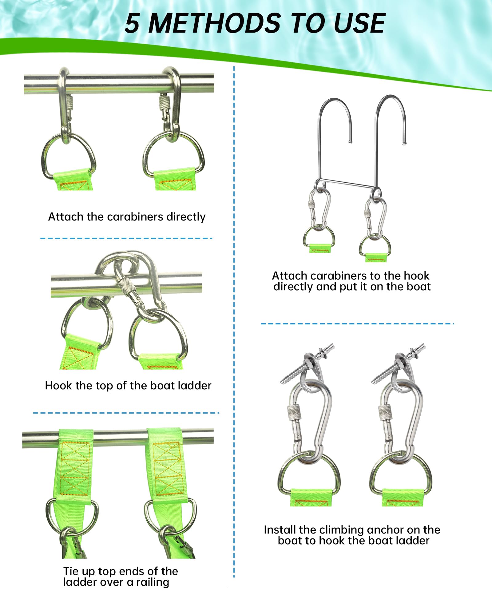 Boat Rope Ladder, 3 Step Heavy Duty Climbing Boat Ladder For Inflatable Boats, Fishing Boats, Sailboats, Kayaks, Tree Houses, An