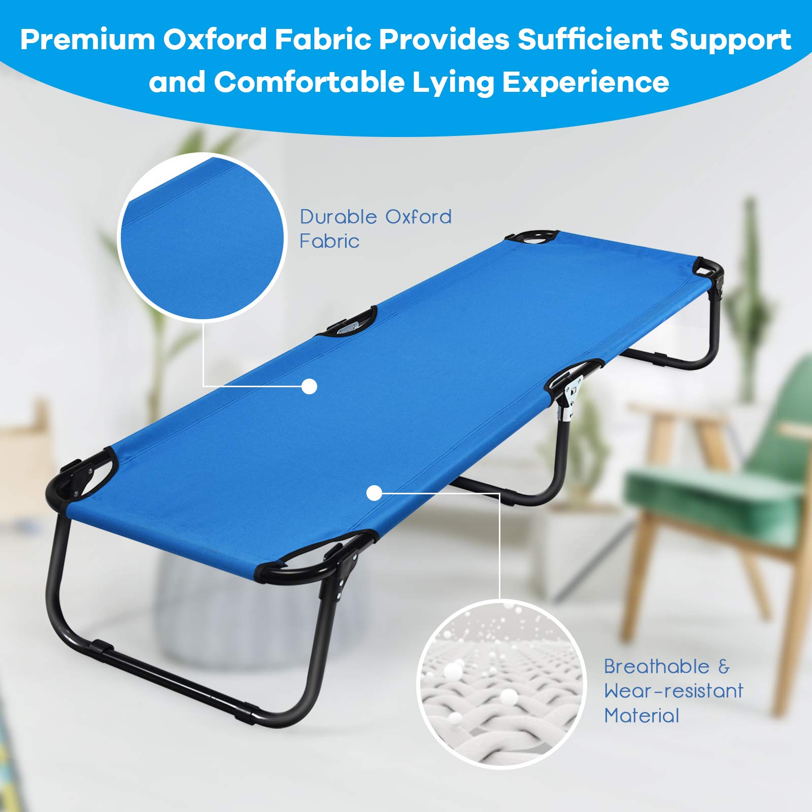 Gymax Folding Camping Cot, Portable Ultralight Compact Sleeping Cot Bed For Adults With Oxford Fabric, For Outdoor Travel Backpa