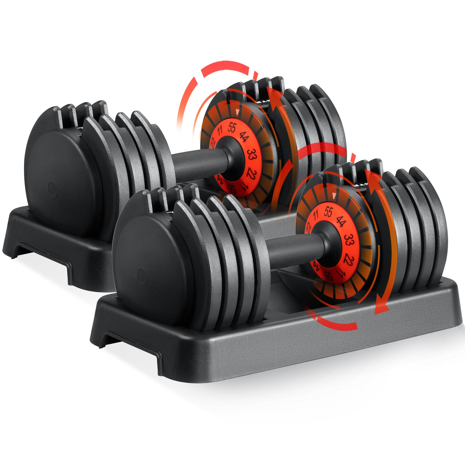 Skok 55 Lbs Pair Adjustable Dumbbells Set, Adjustable Weights Dumbbells Set For Men And Women With Anti-Slip Fast Adjust Weight