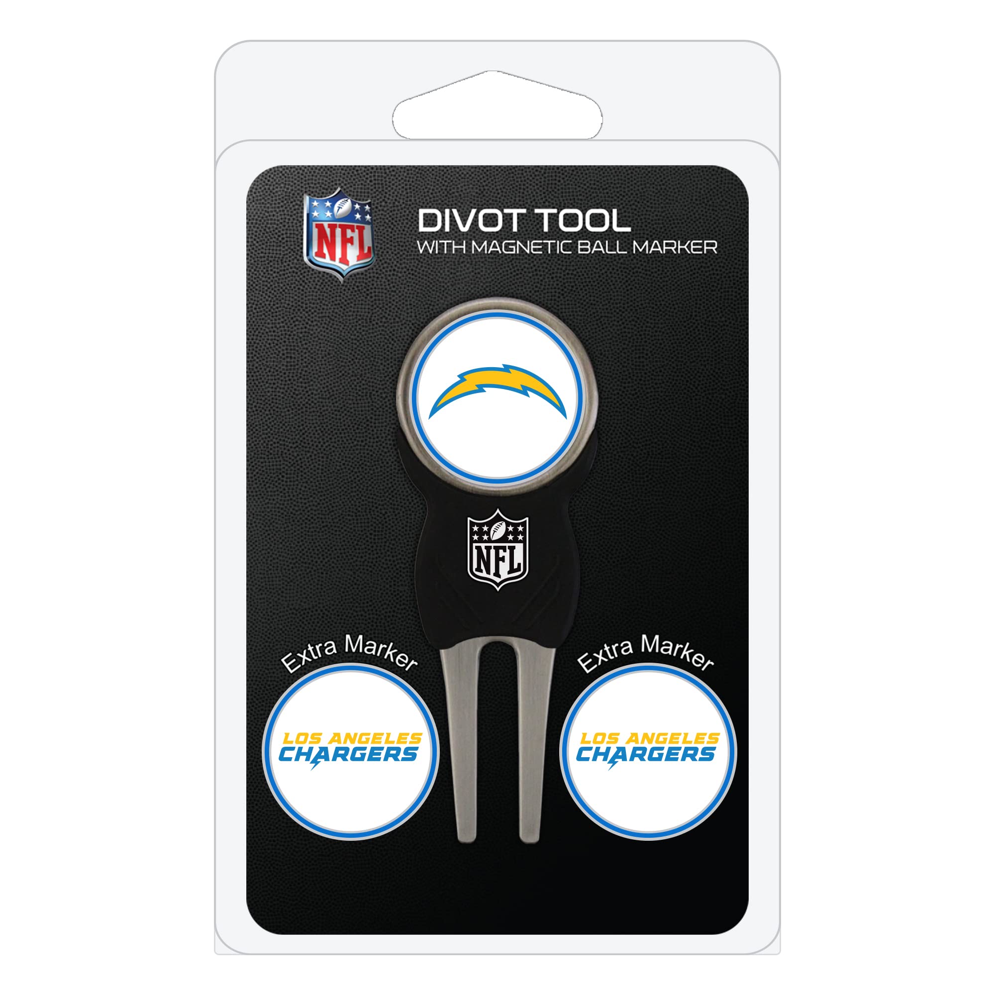 Team Golf NFL San Diego Chargers Divot Tool Pack With 3 Golf Ball Markers Divot Tool with 3 Golf Ball Markers Pack, Markers are 