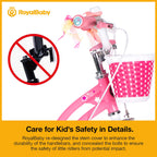 RoyalBaby Stargirl Kids Bike 12 Inch Girls Bicycle for Children with Training Wheels & Basket, Pink