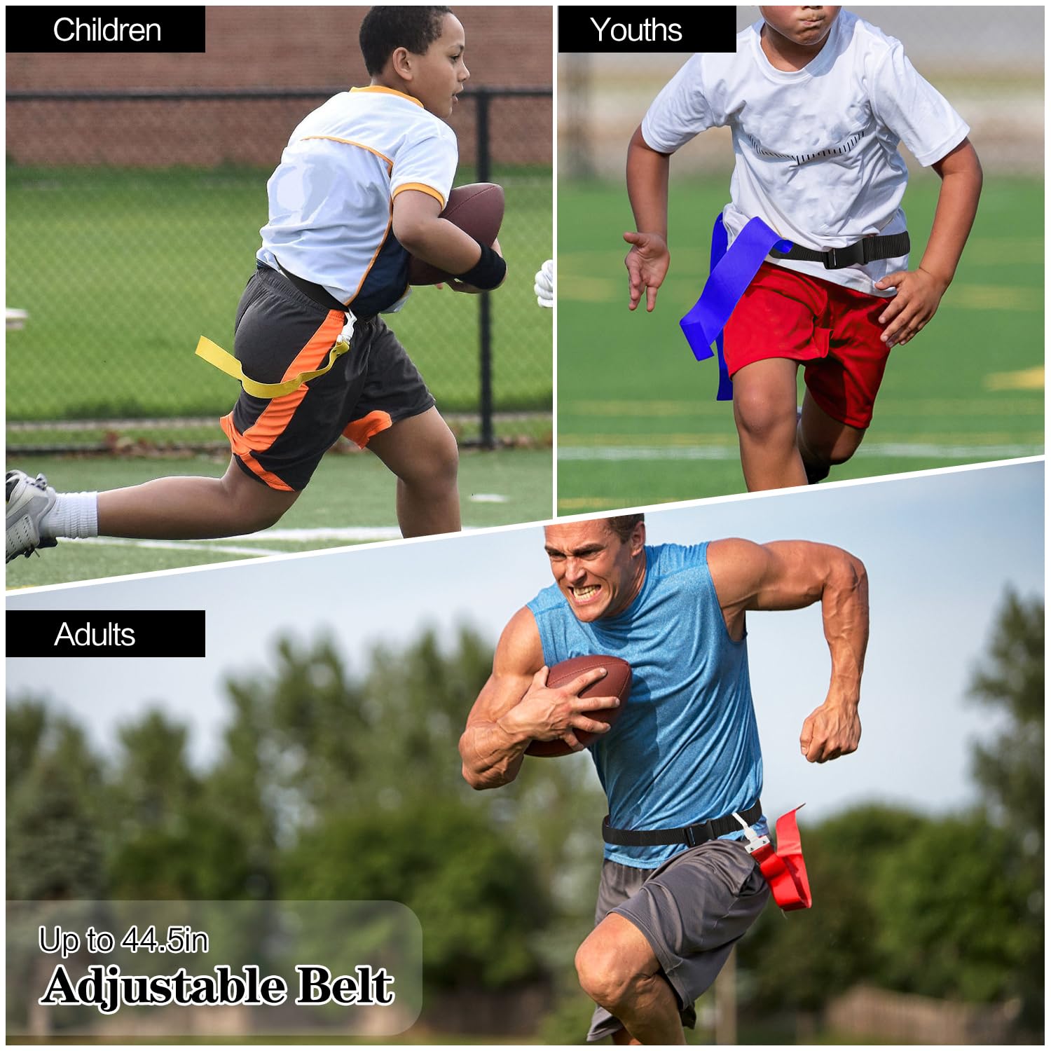 Dkovn Flag Football Belt, 1/2/4/10/14/28Pcs Adjustable Flag Football Belt With Belt And Flags, For Youths, Adults(14Pcs Yellow+1