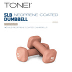 Tone Fitness 5 lb Neoprene Dumbbell Pair for Home Workouts - Non-Slip Design - Orange