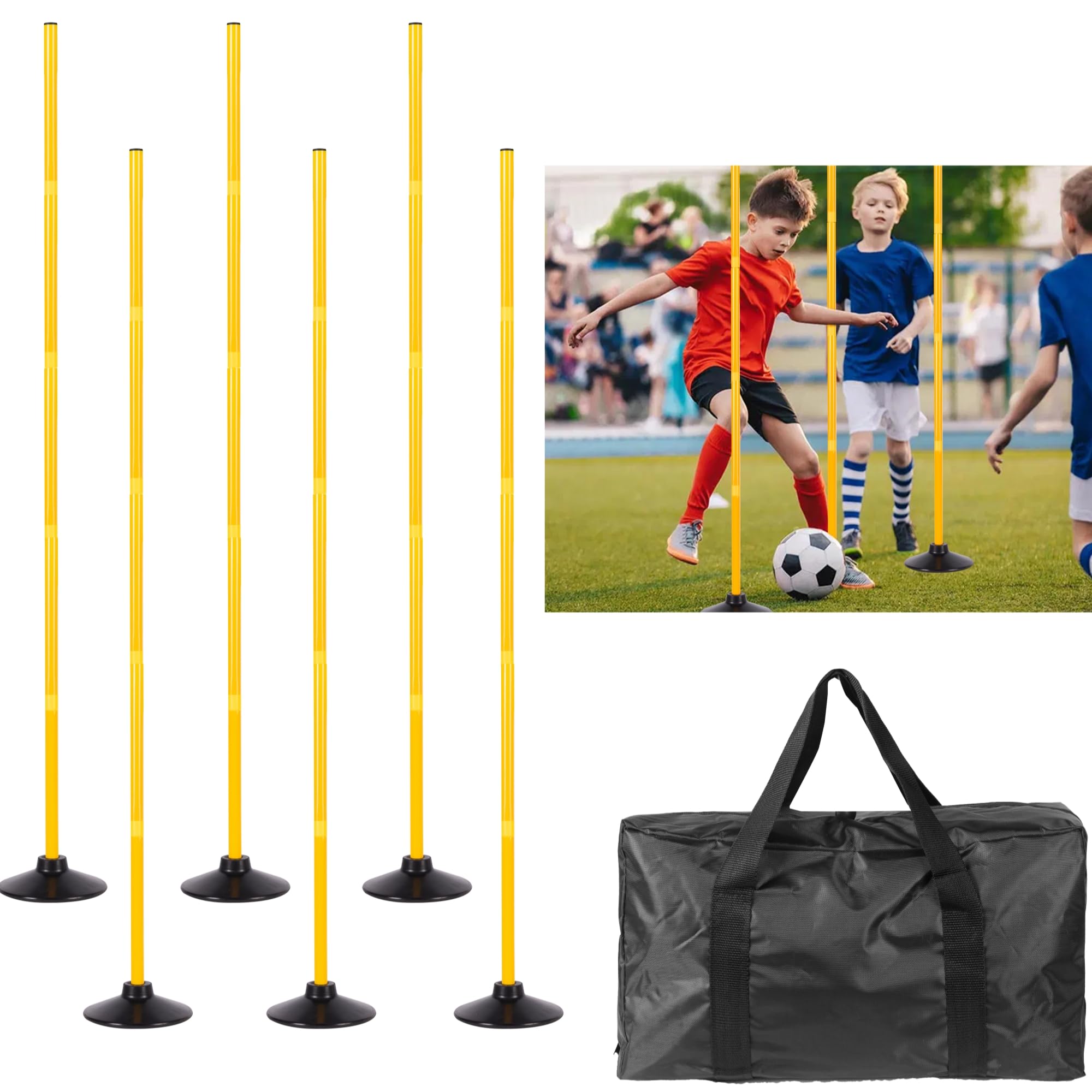 Desyeryamimi Agility Training Poles for Soccer/Dog/Horse,Adjustable Football Basketball Speed and Agility Training Equipment,Set