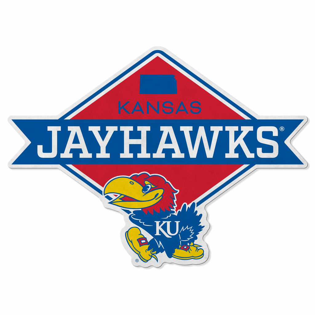 Rico Industries Ncaa Kansas Jayhawks Diamond Shape Cut Pennant - Home And Living Room D  Cor - Soft Felt Ez To Hang 20.5 X 18