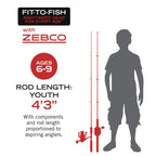 Zebco Splash Junior Spinning Reel and Fishing Rod Combo, 4-Foot 2-Piece Fishing Pole, Size 10 Reel, Changeable Right- or Left-Ha