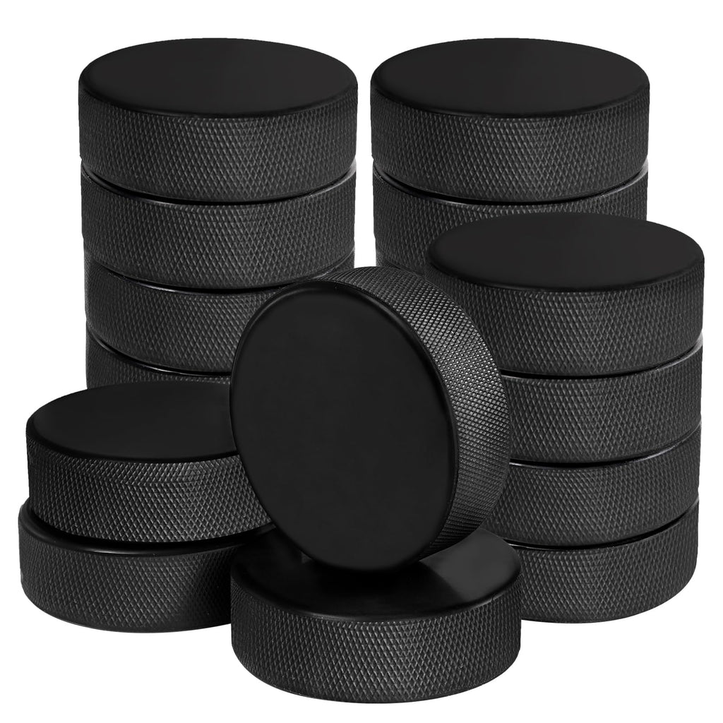 Faswin 18 Pack Ice Hockey Pucks With 3 Reusable Mesh Bag, Official Regulation, Diameter 3'', Thickness 1'', 6Oz, Black