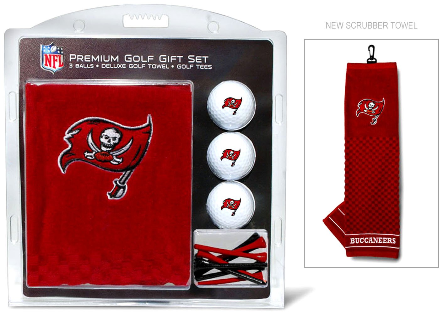 Team Golf Nfl Tampa Bay Buccaneers Gift Set: Embroidered Golf Towel, 3 Golf Balls, And 14 Golf Tees 2-3/4'' Regulation, Tri-Fold