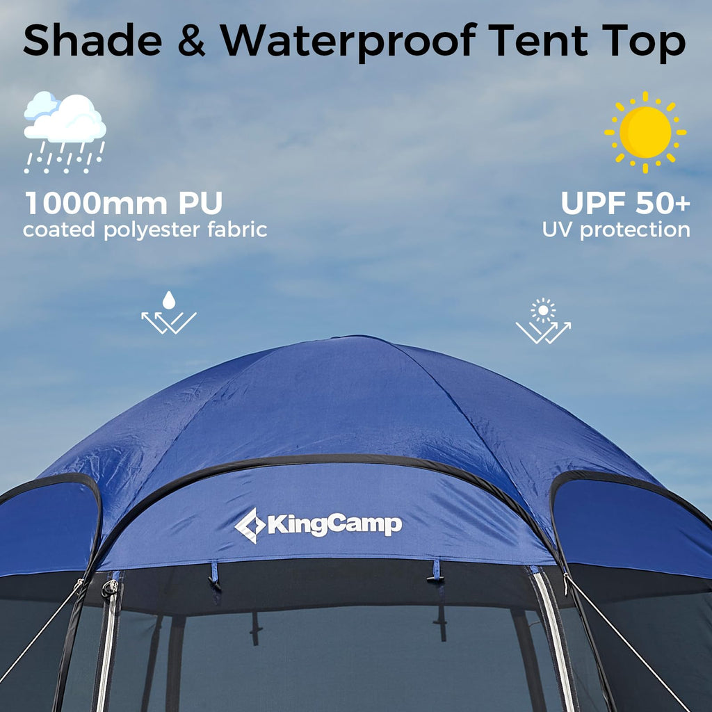 Kingcamp Pop Up Screen Tent, Camping Tent For 4-6 Person 10' X 10' Portable Screen House Room With Detachable Sunshade For Campi