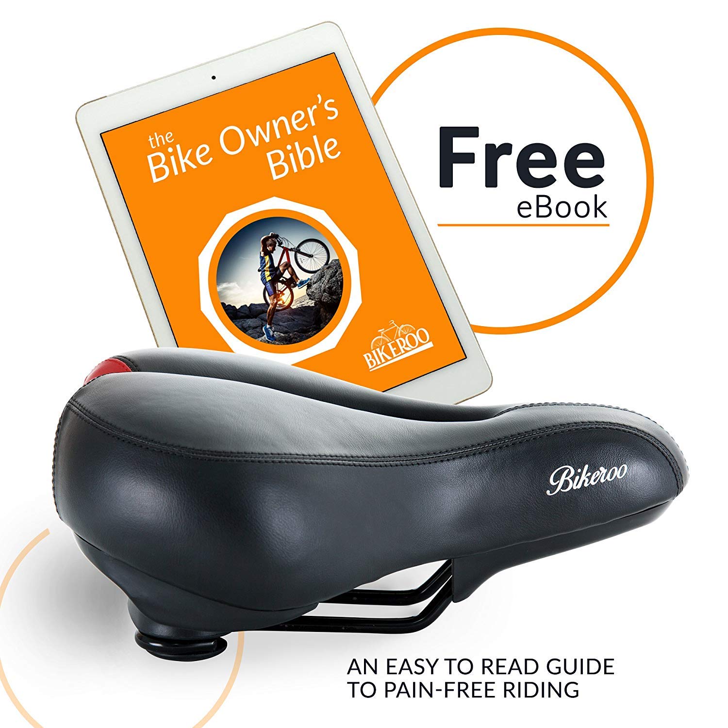 Bikeroo Bike Seat Cushion For Women - Universal Memory Foam Bicycle Seat For Mountain, Road, Exercise Bike - Comfortable Padded
