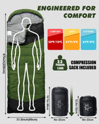 Etglcozy Sleeping Bag For Adults Cold Weather & Warm, Lightweight Backpacking Camping Hiking Essentials Gear For Kids 10-12 Girl