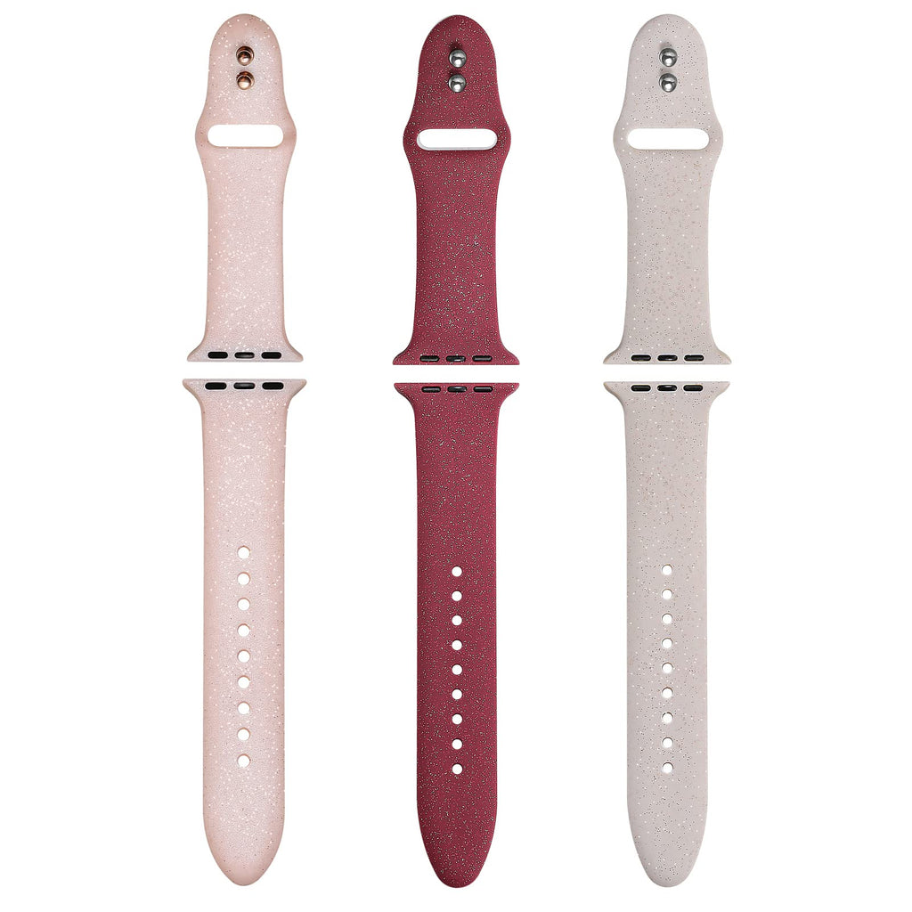Libra Gemini 3 Pack Compatible With Apple Watch Band 49Mm 45Mm 44Mm 42Mm,Womens Sparkle Powder Soft Cute Silicone Sports Iwatch 