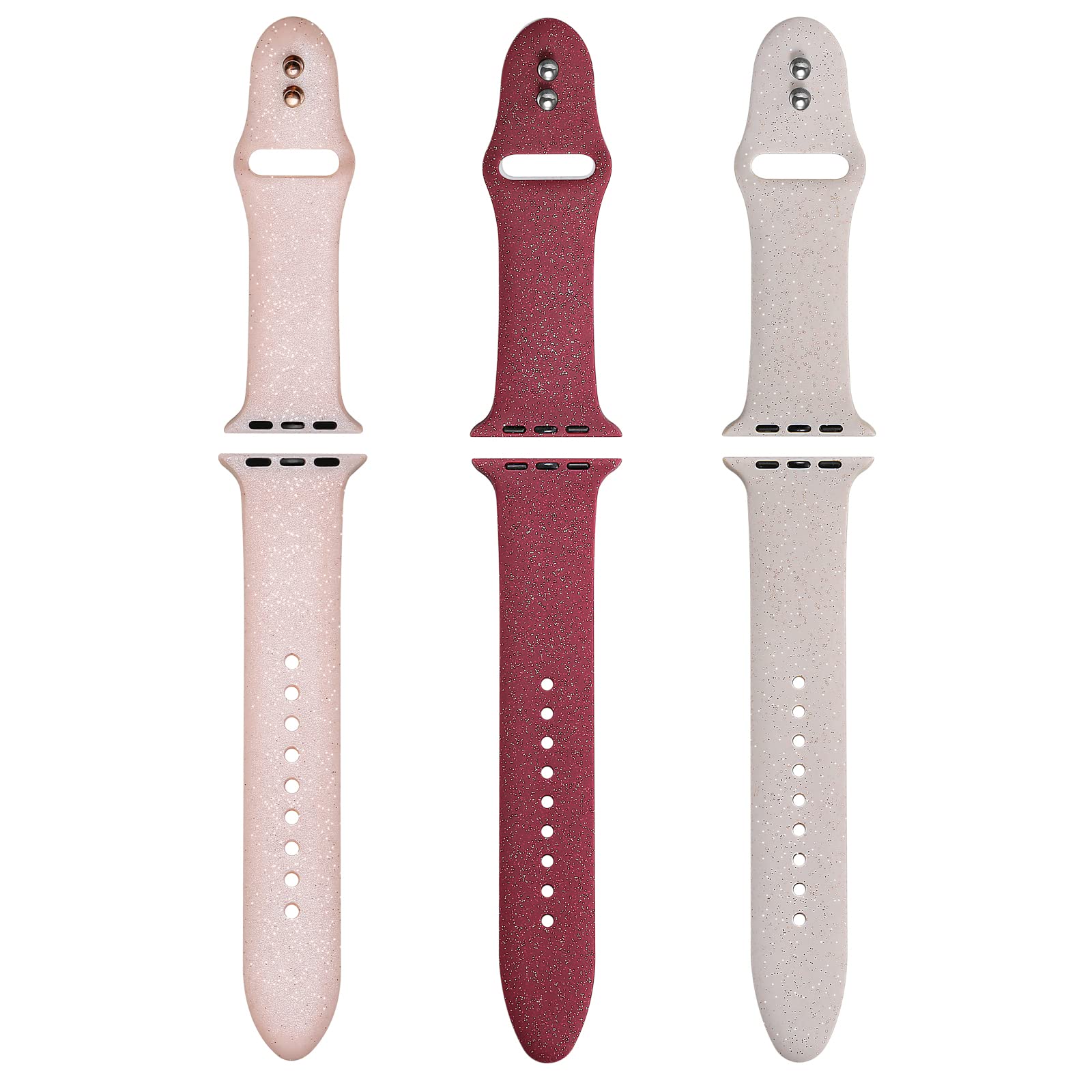Libra Gemini 3 Pack Compatible With Apple Watch Band 49Mm 45Mm 44Mm 42Mm,Womens Sparkle Powder Soft Cute Silicone Sports Iwatch 