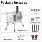 Womeyork Outdoor Camping Stove, Portable Wood Burning Stove With Chimney Pipe For Tent, Shelter, Heating And Cooking