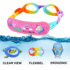 Ruigao 2Pk Kids Swim 3-5, Toddler Goggles Fabric Strap, No Hair Pull Swimming Goggles For Toddler/Kids/Youth (2Pk - Rainbow & Bl