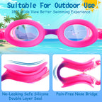 Cooloo Kids Goggles For Swimming For Age 3-15, 2 Pack Kids Swim Goggles With Nose Cover, No Leaking, Anti-Fog, Waterproof, Purpl