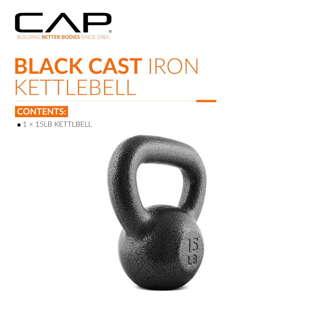 Cap Barbell Black Cast Iron Kettlebell | 15 Pounds
