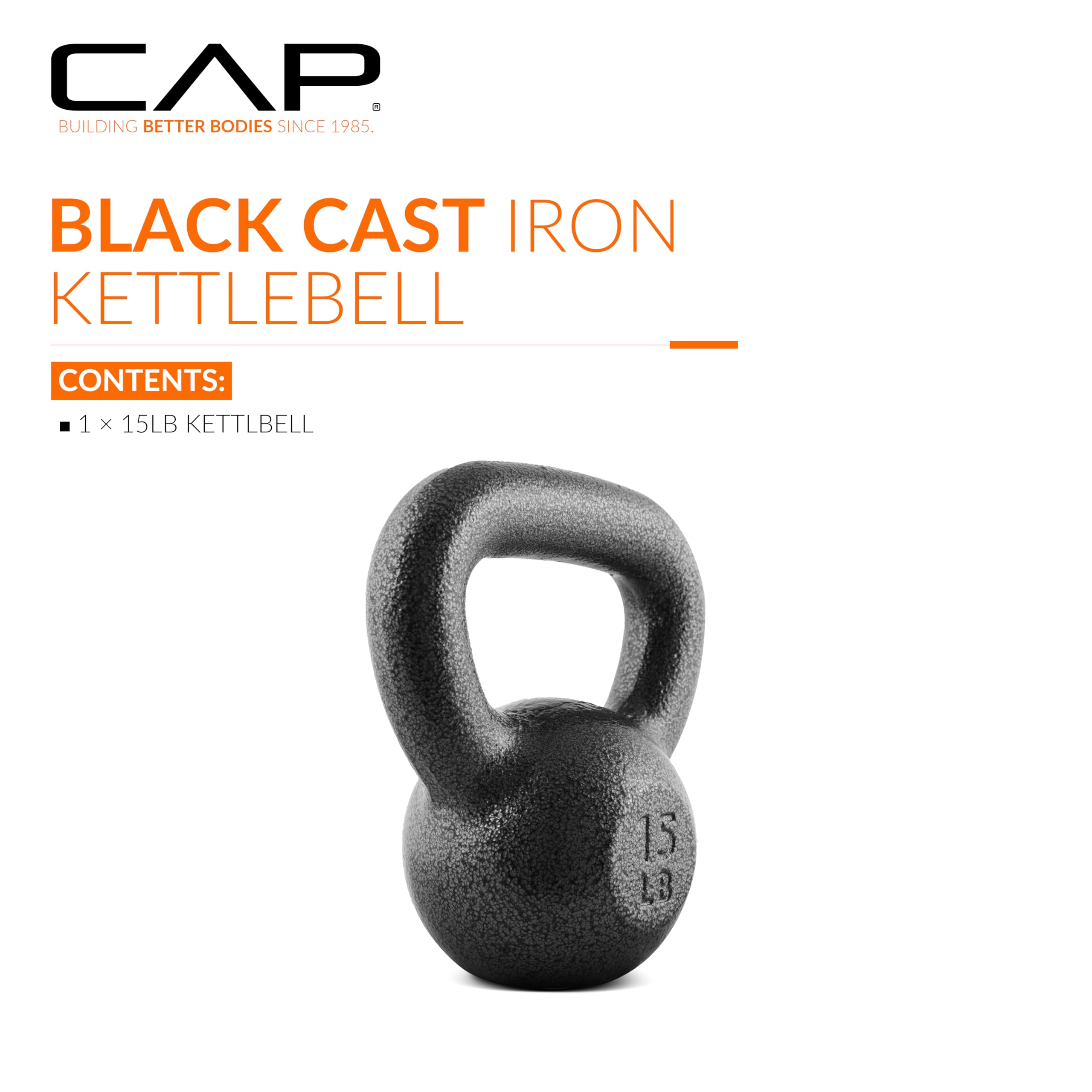 Cap Barbell Black Cast Iron Kettlebell | 15 Pounds