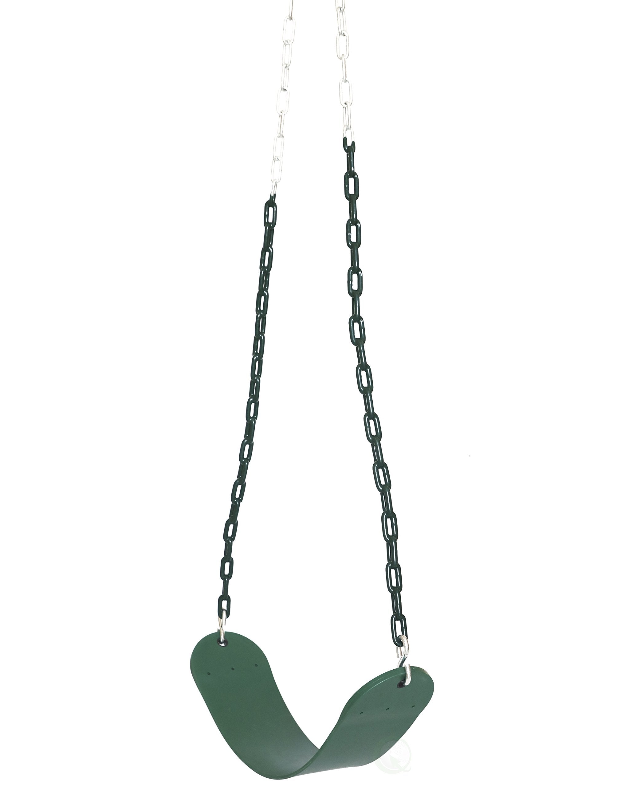 PLAYBERG Heavy Duty Flexible Green Belt Swing with Coated Metal Chain