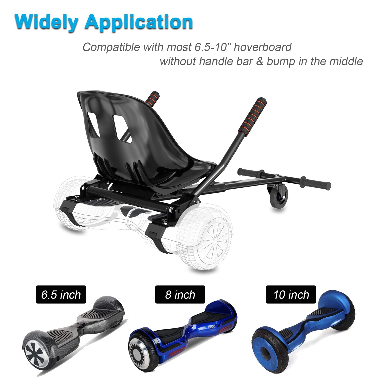 Hoverboard Seat Attachment 265Lbs Capacity, 25-33.3 Adjustable Length Hover Board Go Kart Accessory W/Comfortable&Sturdy Seat,Go