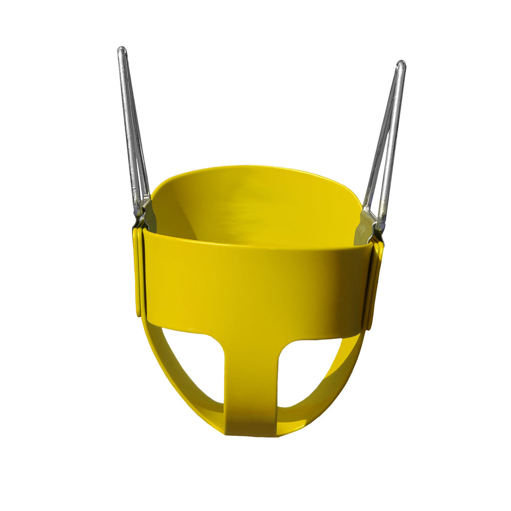 Gorilla Playsets 04-0008-Y/Y Full Bucket Toddler Swing, Yellow Bucket, Yellow 60'' Plastic Coated Chains, 50 Lb Capacity