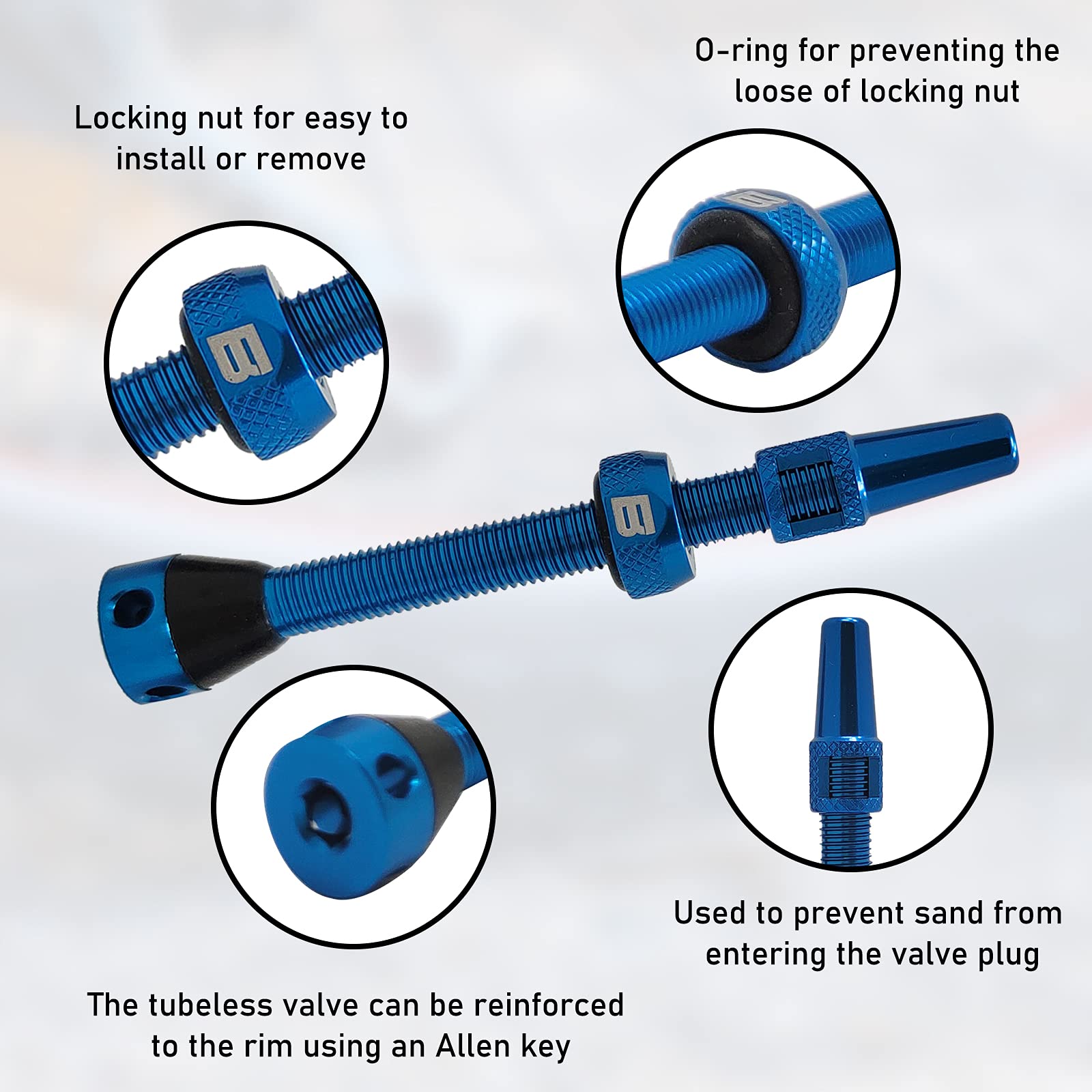 Bwshlf Blue Tubeless Presta Valve Stem 40Mm  44Mm, Super Light Alloy Presta Valve Stem Kit With Valve Core Remover Tool And Valv
