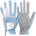 Gh Womens Leather Golf Gloves One Pair - Plain Both Hands (Blue, 20 (M))