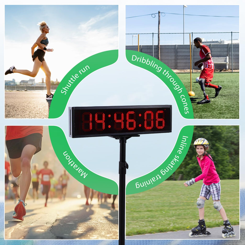 Flyrivergo 6.4Ft High Led Large Timer 30 Race Clock With Tripod Cordless Countdown/Up Clock Stopwatch With Ir Remote Control For