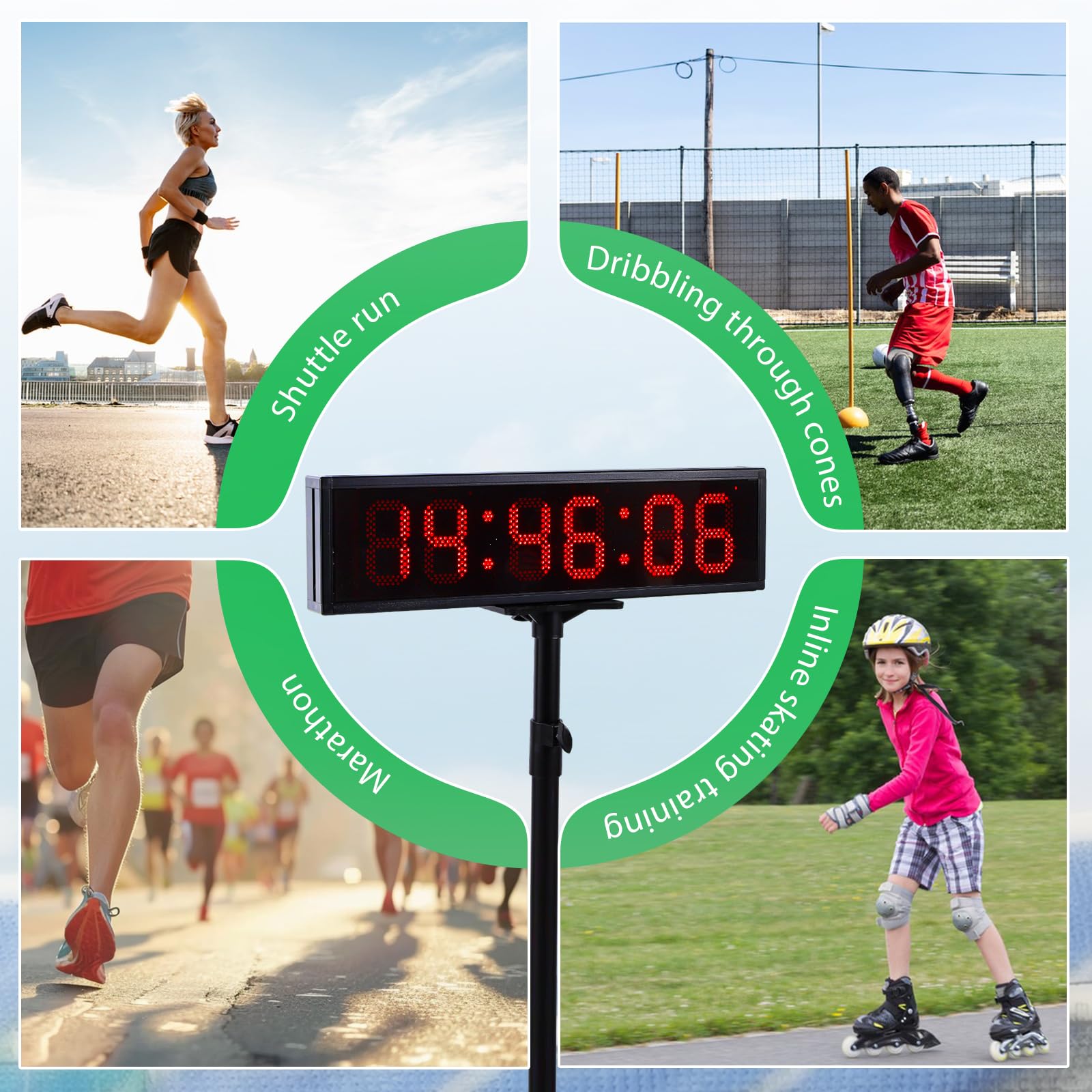 Flyrivergo 6.4Ft High Led Large Timer 30 Race Clock With Tripod Cordless Countdown/Up Clock Stopwatch With Ir Remote Control For