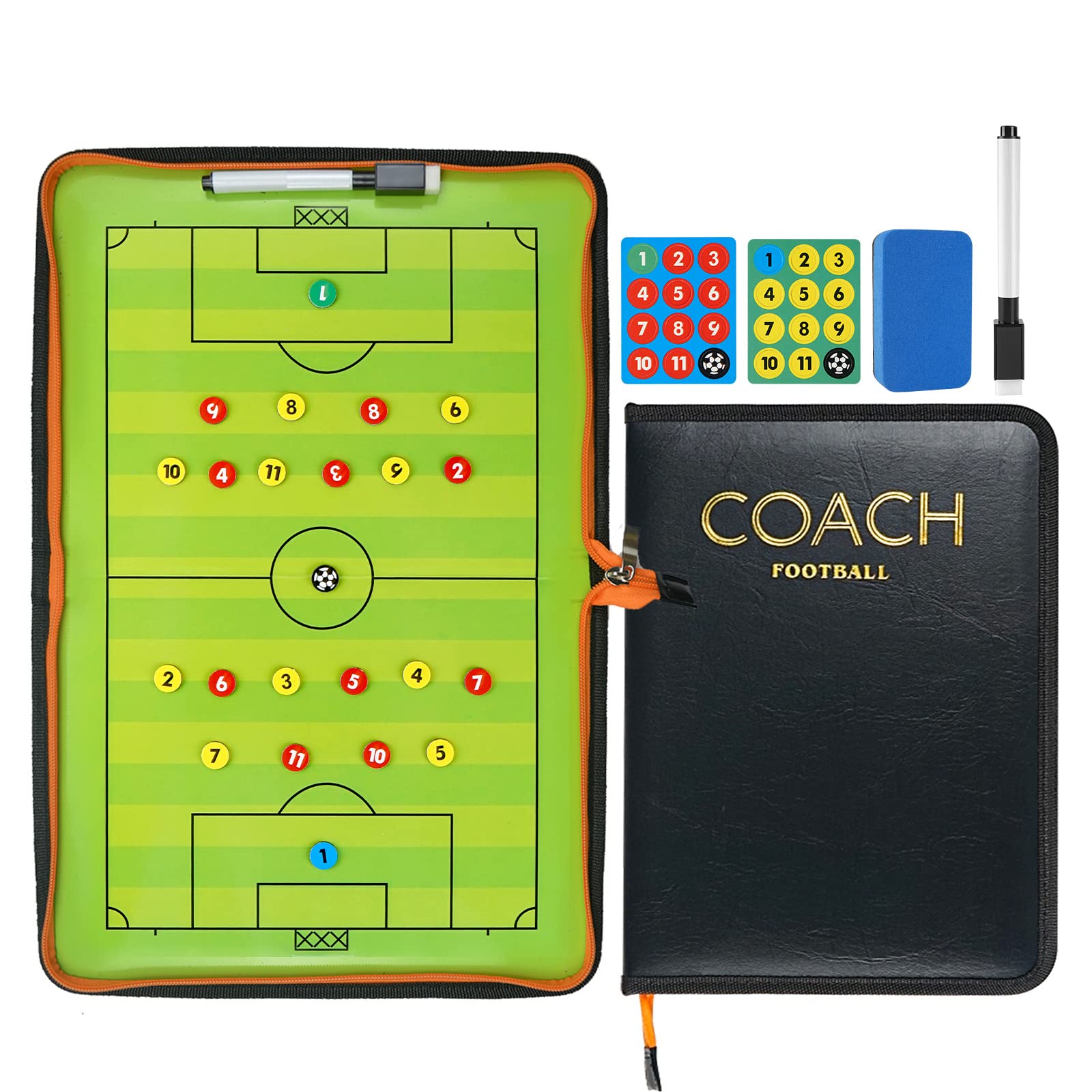 Roseflower Soccer Coaching Board, Magnetic Soccer Tactics Strategy Board, Erasable Coaches Clipboard With Magnets And Marker Pen