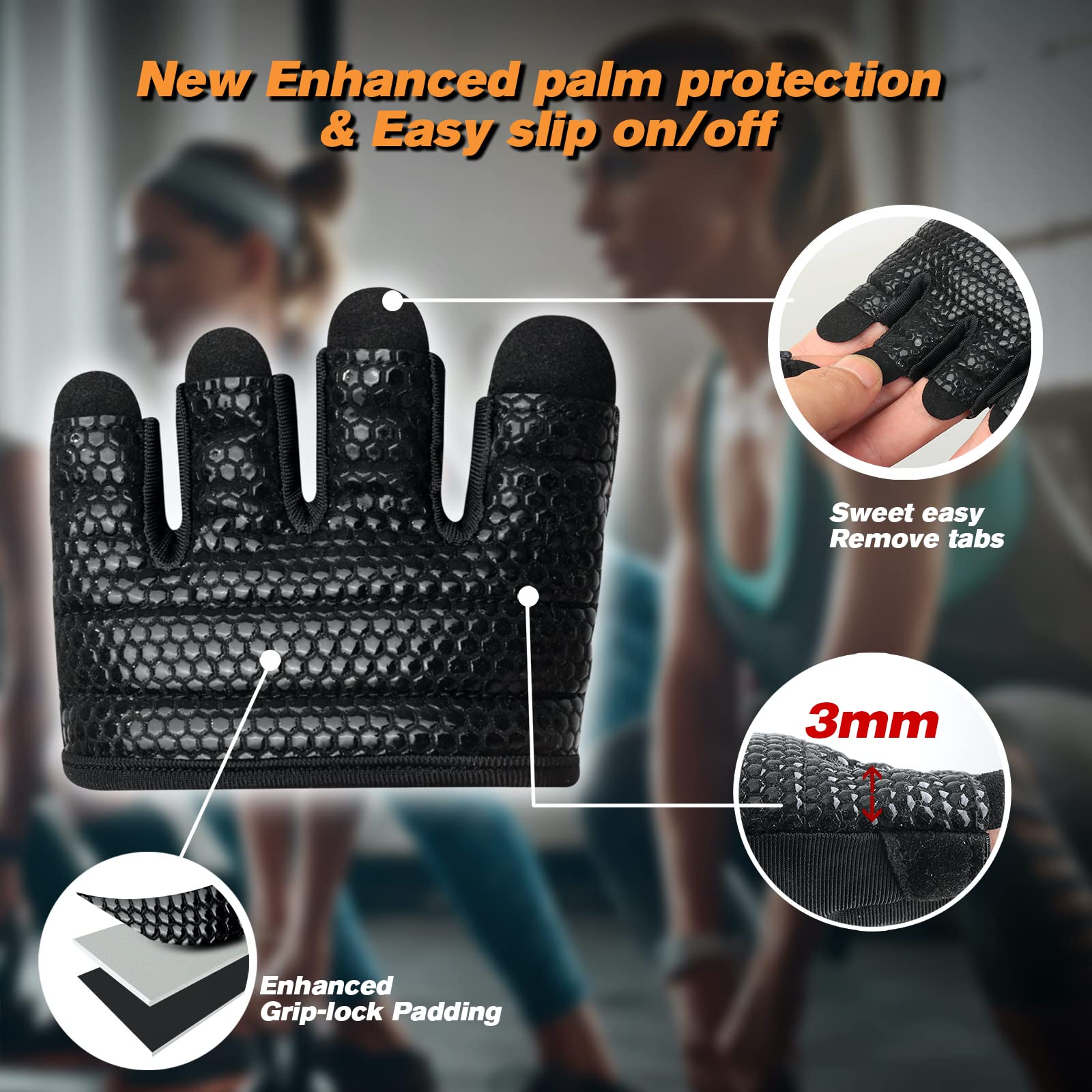 Rymnt Workout Gloves,Short Micro Weight Lifting Gloves Grip Pads With Full Palm Protection & Extra Grip For Men Women Weightlift