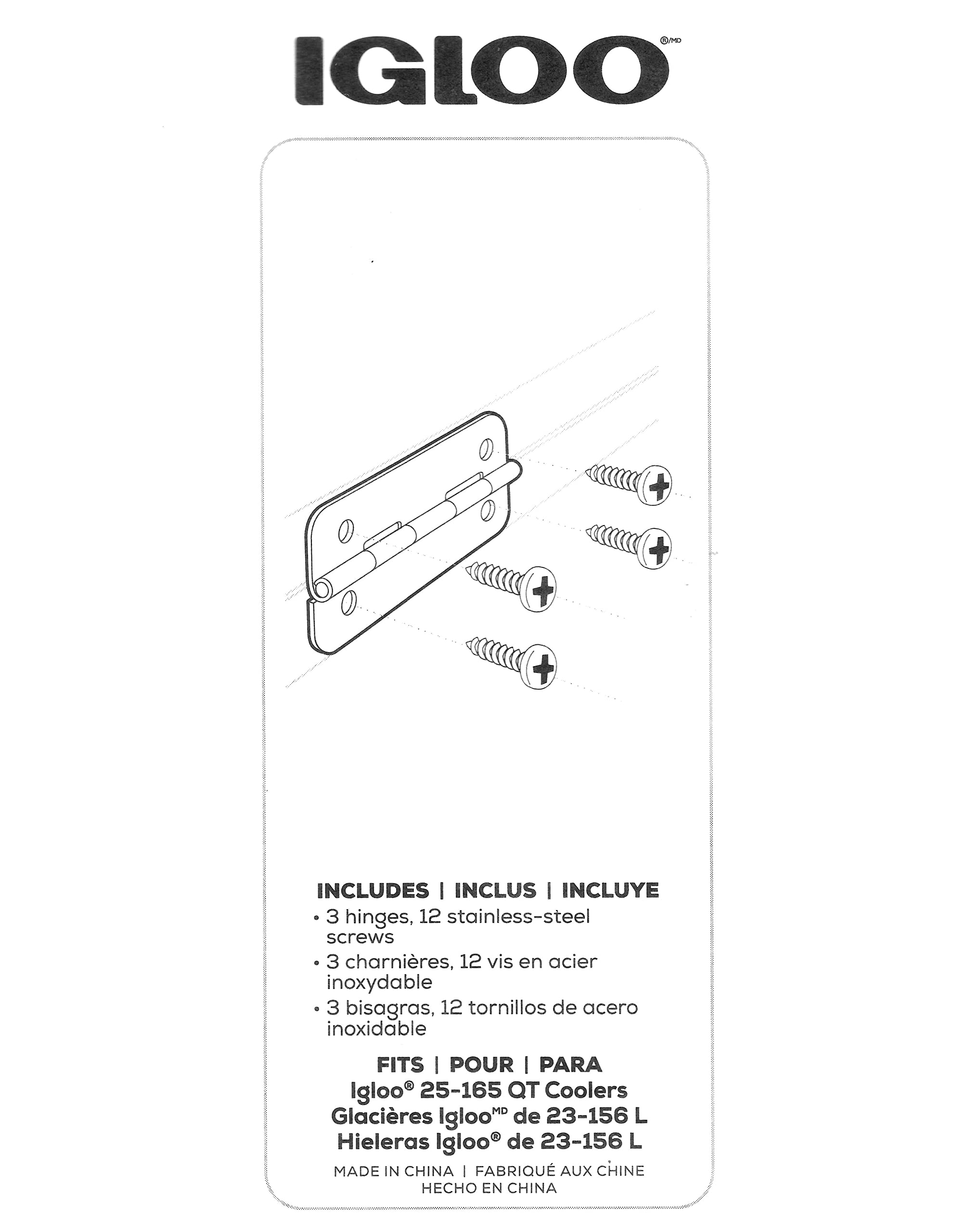 Igloo Cooler Heavy Duty Stainless Steel Hinges For Ice Chests (Set Of 3)