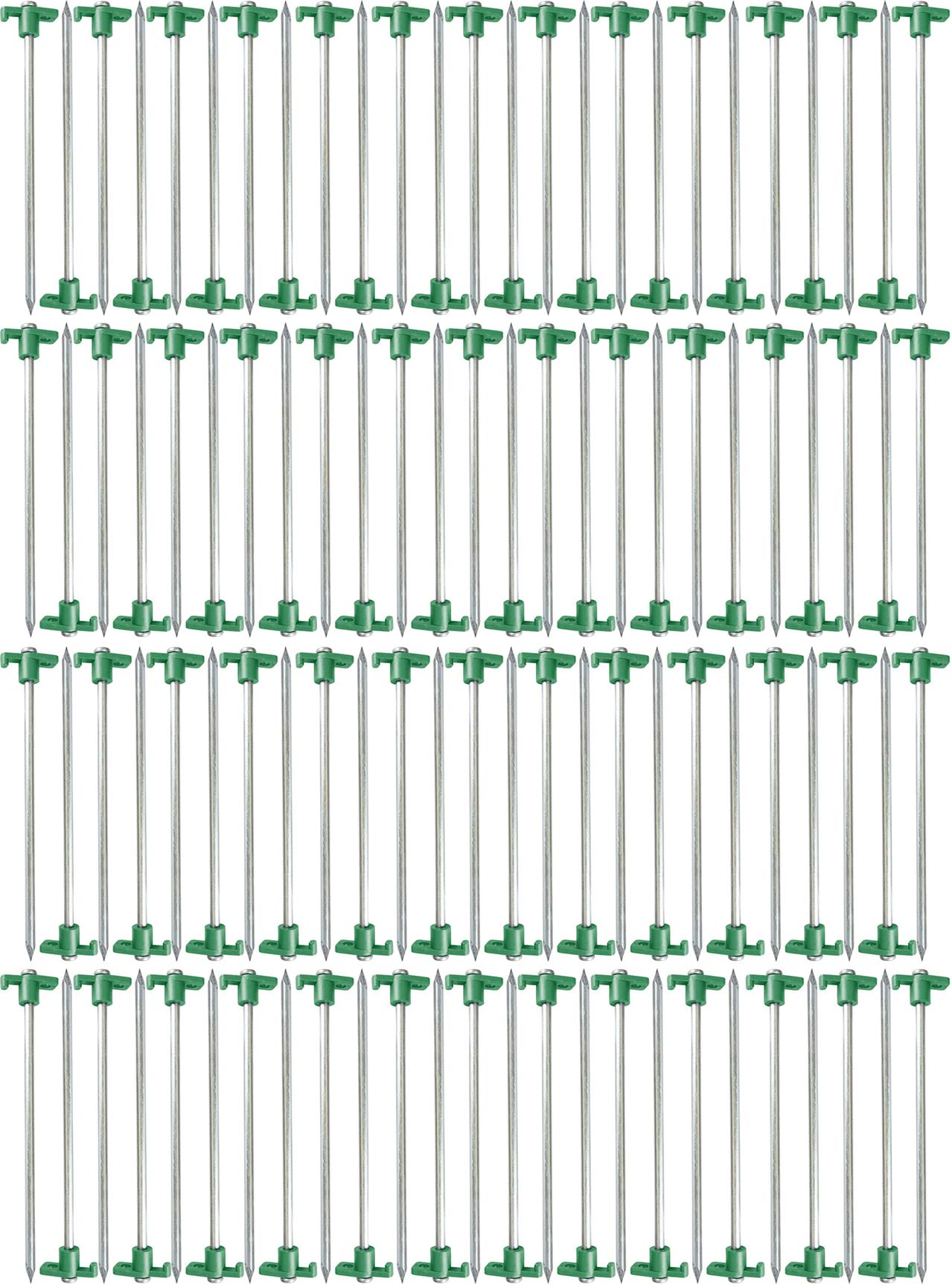 Tent Pegs Stakes T-Top Rubber Top With Heavy Duty Steel Nail Ground Spikes 10'' Long 100-Pack