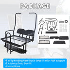 Kuafu Black Rear Flip Back Seat Compatible With 1982-2000.5 Club Car Ds Model Golf Cart 1102 Lbs Weight Capacity Heavy Duty Stee