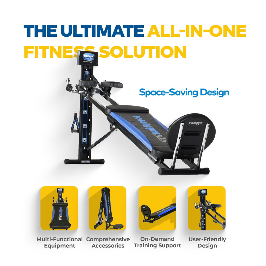 Total Gym Men And Women Universal Total Body Training Home Gym Workout Machine Equipment With Squat Stand, Leg Pull, 2 Ankle Cuf
