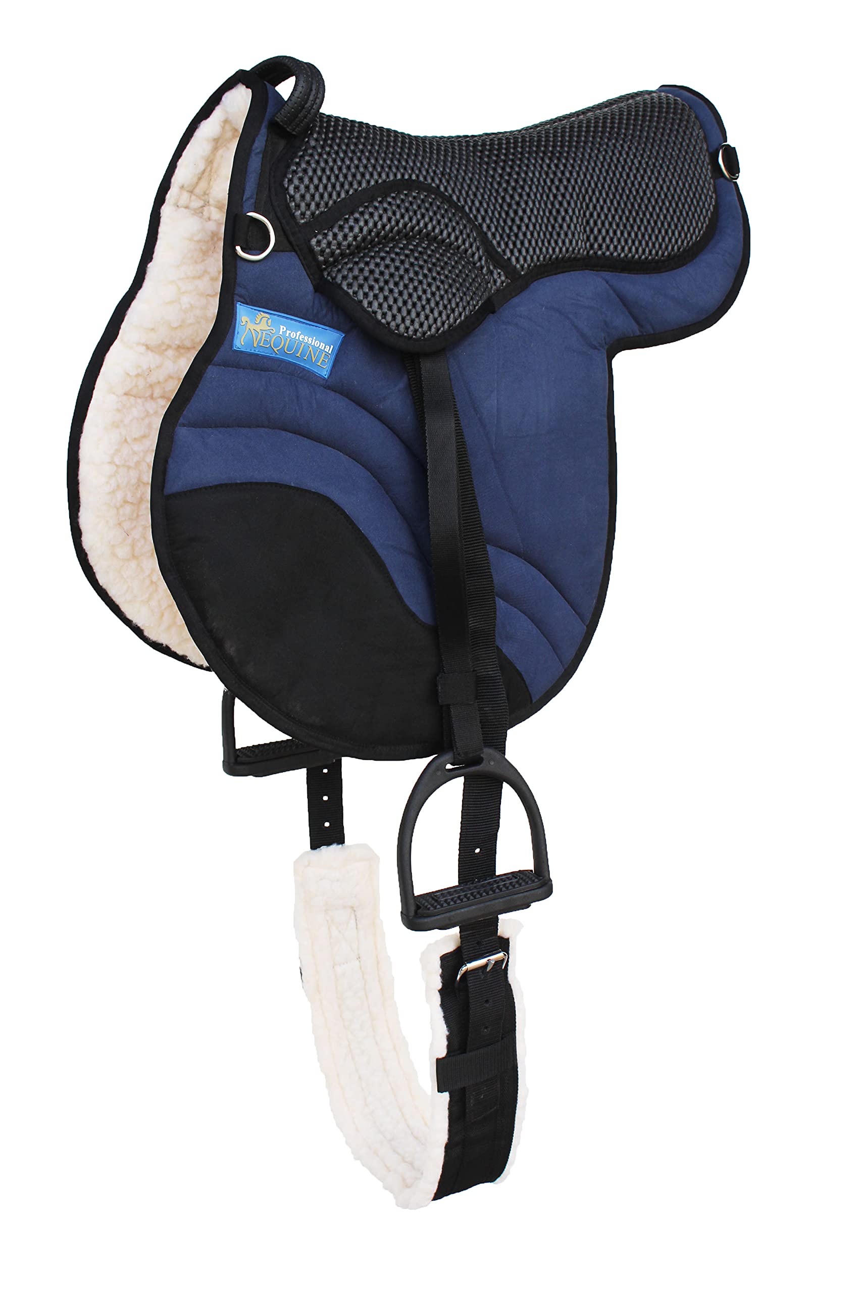 CHALLENGER Horse English Western Trail Fleece Padded Adjustable Bareback Saddle Pad Navy 39TS05NV