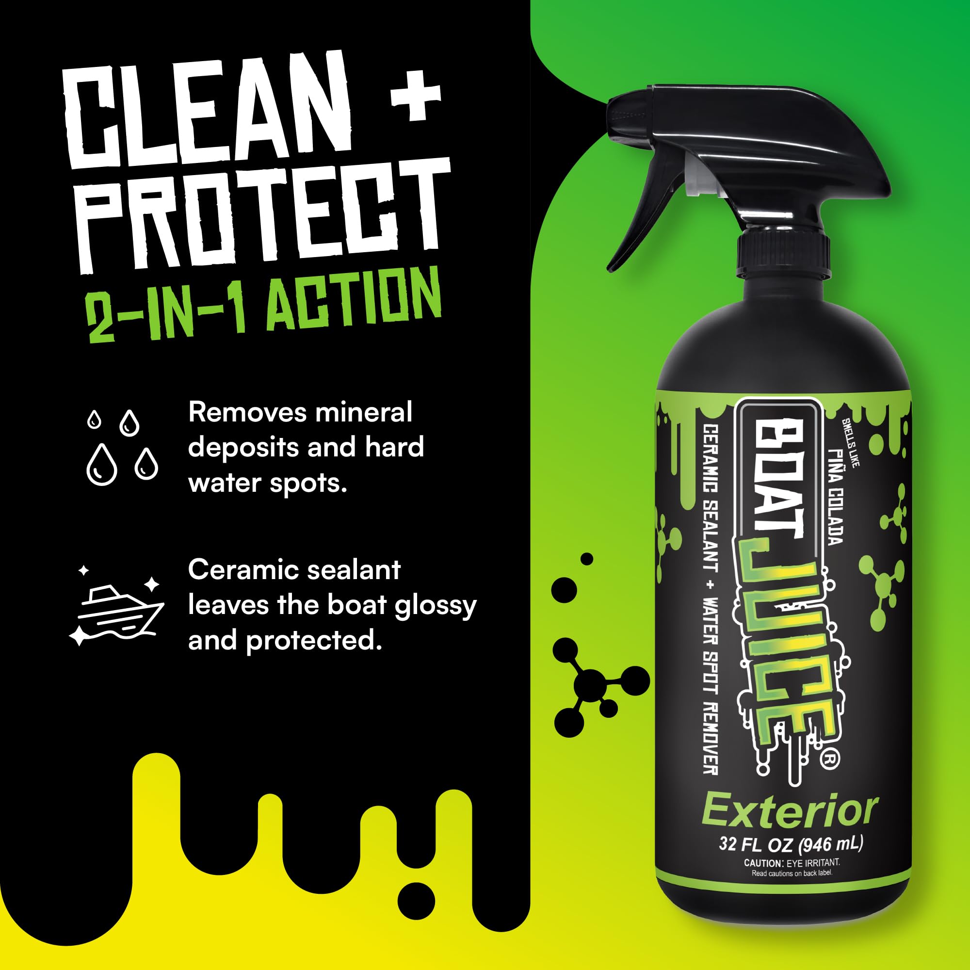 Boat Juice Boat Cleaning Kit - Exterior Boat Cleaner Water Spot Remover, Interior Boat Cleaner For Seats And Vinyl, 2 Microfiber