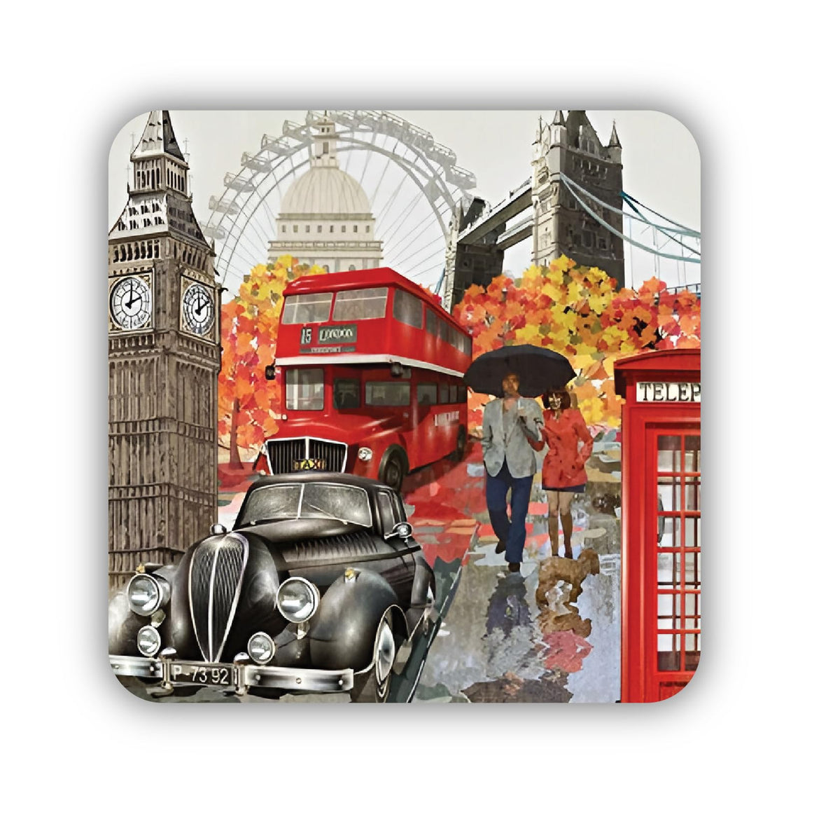 ISEE 360 London City Fridge Magnet for Home Kitchen Door Refrigerator and Office Door Decor Wooden Magnet Souvenir Gift L X H 3 