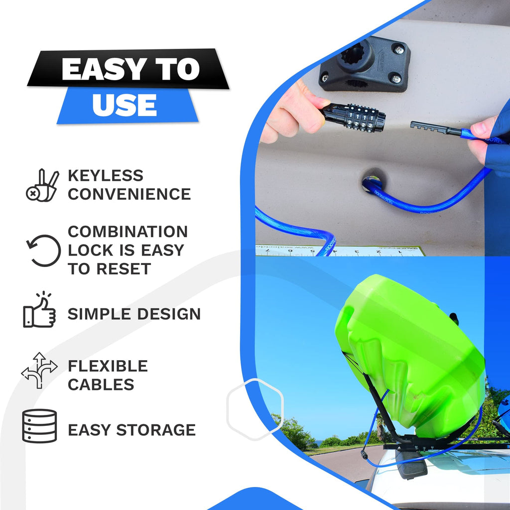 Dockslocks Anti-Theft Weatherproof Straight Security Cable With Resettable Combination Lock 25Ft