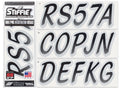 Stiffie Whipline Black/Silver Super Sticky 3 '' Alpha Numeric Registration Identification Numbers Stickers Decals For Sea-Doo Sp