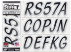 Stiffie Whipline Black/Silver Super Sticky 3 '' Alpha Numeric Registration Identification Numbers Stickers Decals For Sea-Doo Sp