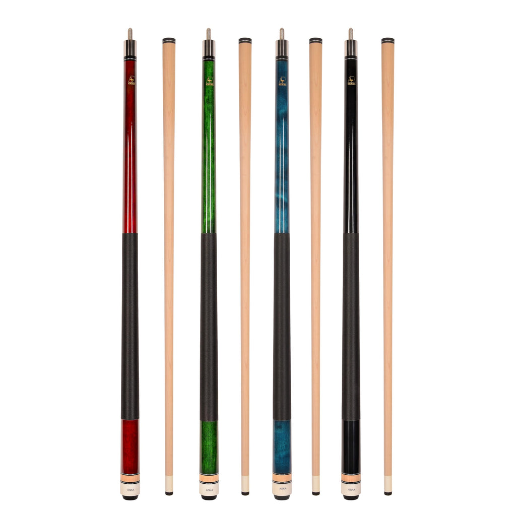 Set Of Aska L2 Billiard Pool Cue Sticks, 58'' Hard Rock Canadian Maple, 5/16X18 Joint, 13Mm Hard Tip, Mixed Weights (Set Of 4 St