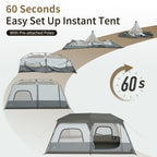 Naturehike Cape 6 Person 8 Person Camping Tent, 60S Easy Setup Instant Tent Pop Up Tent, Waterproof Large Tall 6/8 Person Tents