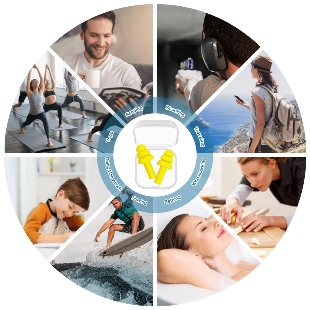 10 Pairs Swimming Earplugs Silicone Noise Cancelling Ear Plugs Reusable Waterproof Earplugs With Case For Swimming And Sleeping,