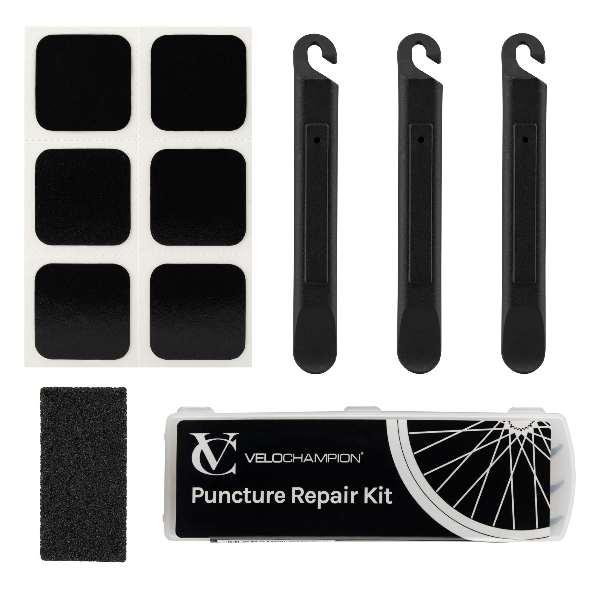 Velochampion Bike Tire Repair Kit - Pre-Glued Adhhesive Repair Patches - No Glue Needed - Quick Inner Tube Repair Kit For Mounta
