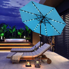 Abccanopy Durable Solar Led Patio Umbrellas With 32Led Lights 9Ft (Turquoise)