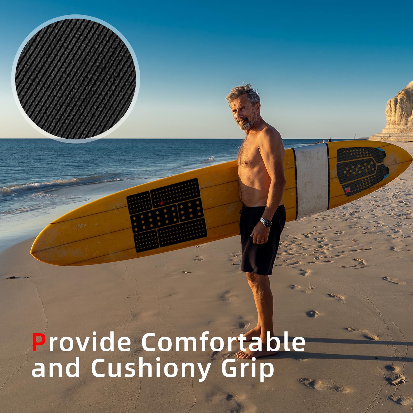 Abahub 9 Piece Eva Surfboard Deck Traction Pads With Kicker For Stomp Skimboards, Surf Boards, Funboard, Fish Board, Black