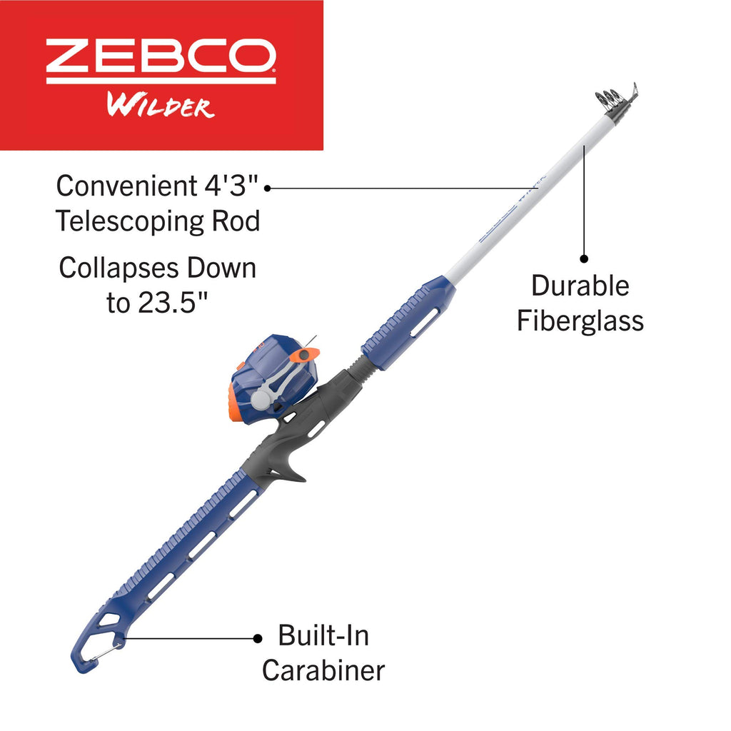 Zebco Kids Wilder Spincast Reel And Telescopic Fishing Rod Combo, 23.5-Inches To 4-Foot 3-Inch Telescopic Fishing Pole, Changeab