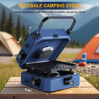 Upgraded Winkiza 2 Burner Propane Camping Stove With Grill, Foldable Camp Stove With 16,000 Btu, Two Adjustable Burners With Pie