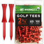 Step Down Golf Tees 2-1/8''Or 2-3/4''Or 3-1/4'' 100 Pack Durable Wooden Bamboo Golf Castle Tees (Red, 2 3/4 Inch)